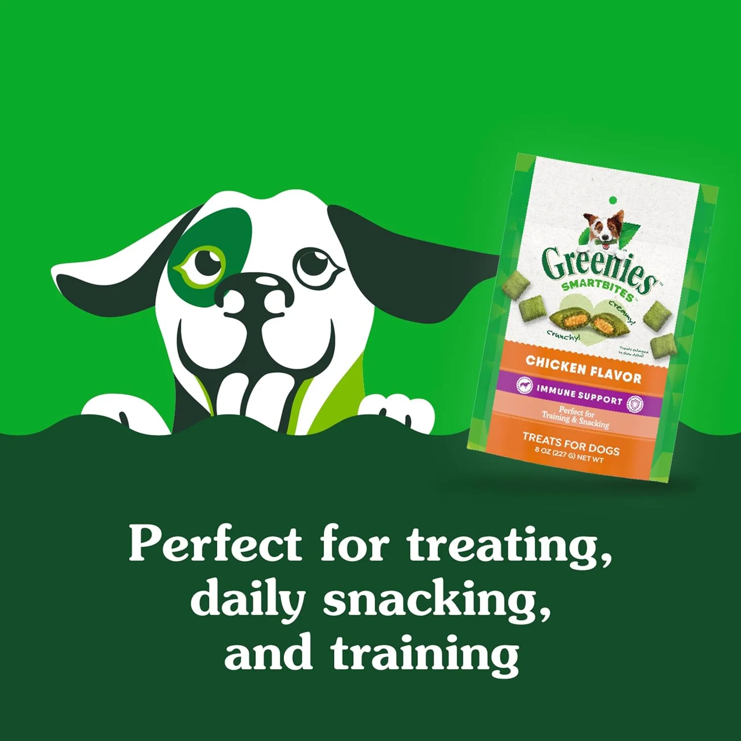Greenies Smartbites Immune Support Crunchy & Soft Dog Treats, Chicken Flavor, 8 oz. Pouch