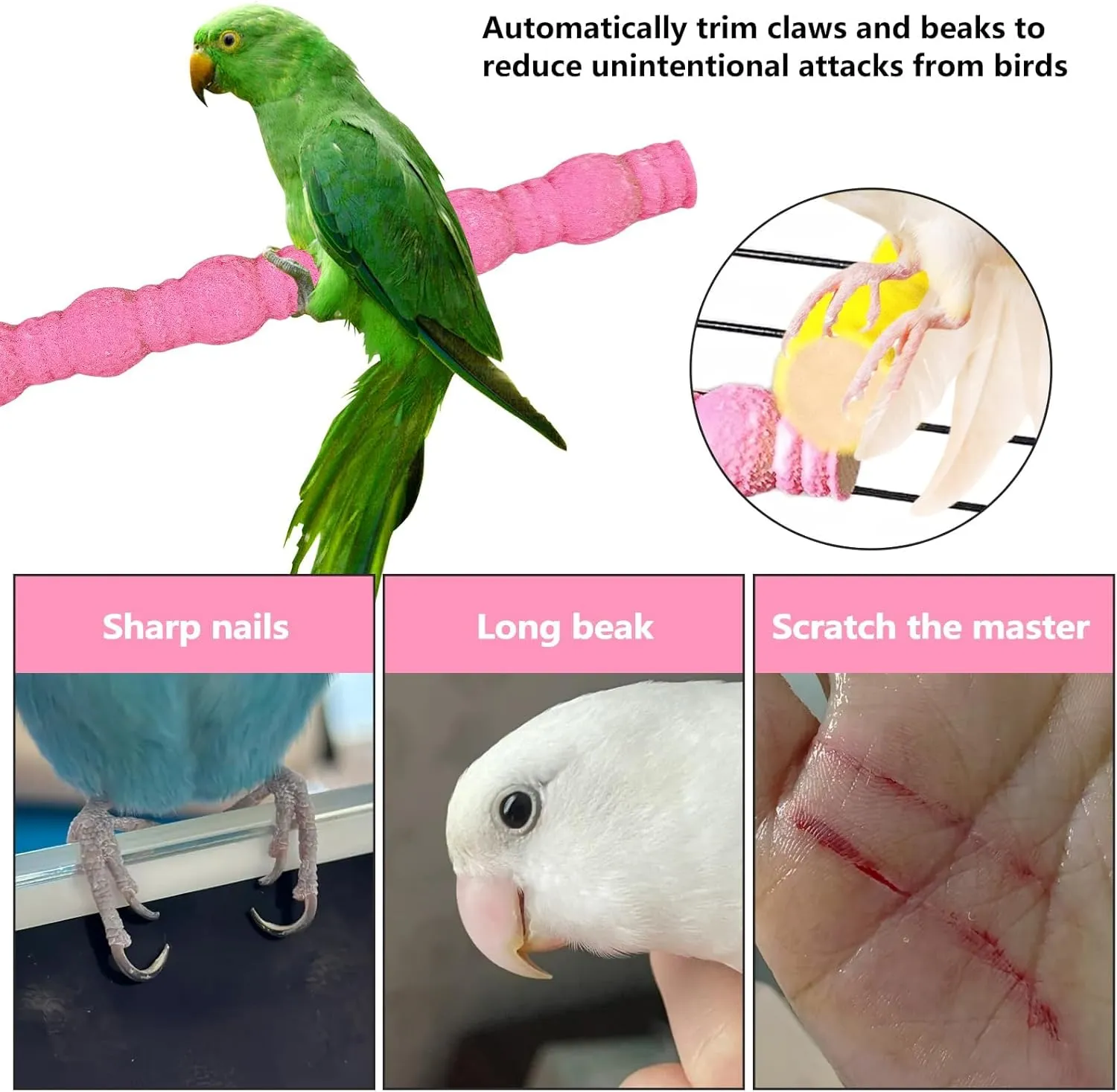 Hamiledyi Bird Perch Stand Toy 7.9'' Parrot Perch Natural Paw Grinding Stick for Medium Parrots,Parakeets,Cockatiels, Lovebirds Chewing Stick