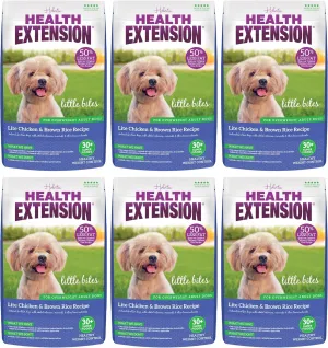 Health Extension Little Bites Lite Chicken & Brown Rice Dry Dog Food (4 lb / 1.8 Kg) - Natural with Probiotics and Superfoods for Overweight Adult Dogs (Pack of 6)