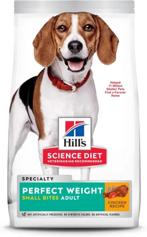 Hill's Science Diet Dry Dog Food, Adult, Small Bites, Perfect Weight for Weight Management, Chicken Recipe, 15 lb. Bag