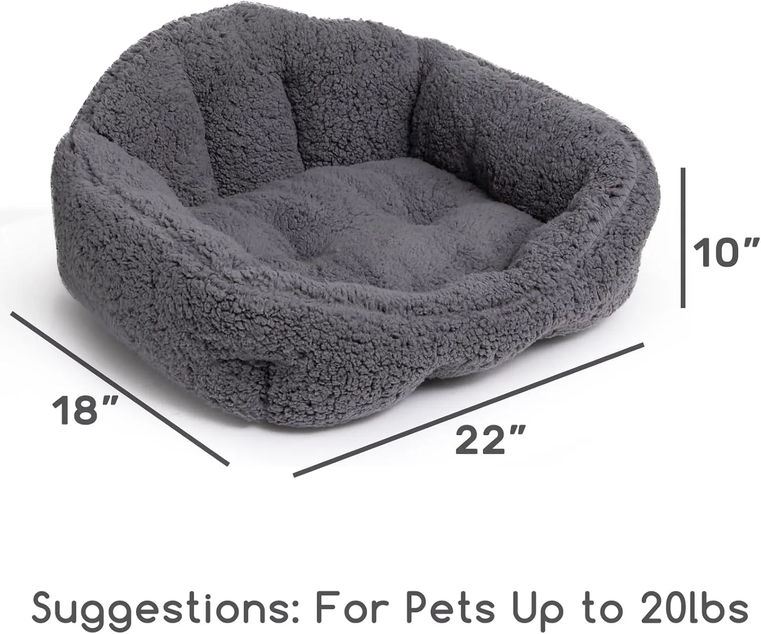 Hollypet Sherpa Fleece Dog Bed, Self-Warming Pet Bed for Small-Sized Dogs Cats Sleeping Bag Cushion, Rectangular Pet Bed, Deep Gray