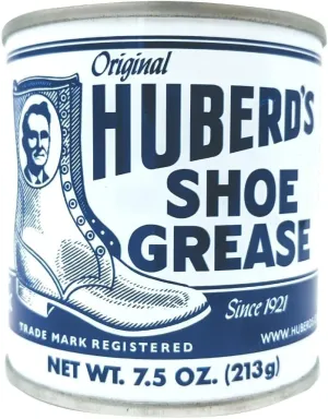 Huberds Shoe Grease (7.5oz) - Leather conditioner and waterproofer since 1921. Waterproofs, softens and conditions boots, shoes, bags, belts, jackets, car seats, gloves, furniture, saddles and tack.