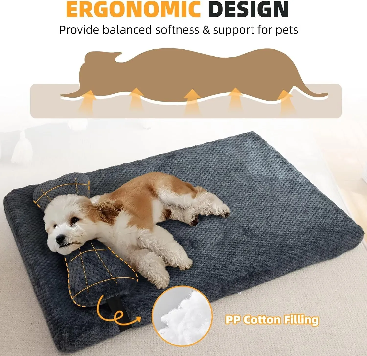 huraty Plush Dog Bed for Medium Large Dogs, Memory Foam Dog Bed Mattress with Washable Cover, Non-Slip Pet Bed Mat Suitable for Pets Up to 30 lbs, Pink 29.5x19.6x2 in