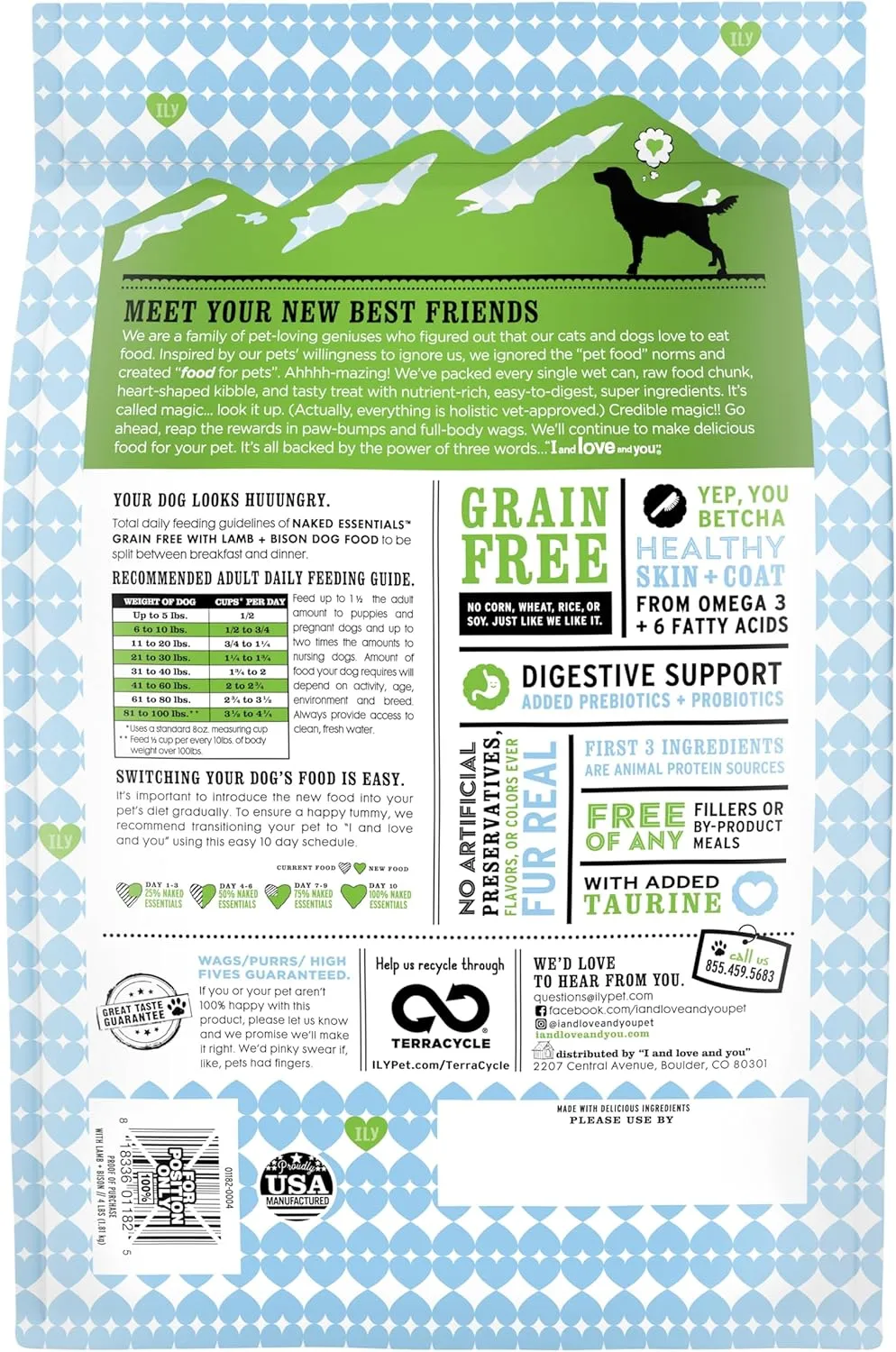 I and love and you Naked Essentials Dry Dog Food - Lamb   Bison - High Protein, Real Meat, No Fillers, Prebiotics   Probiotics, 4lb Bag