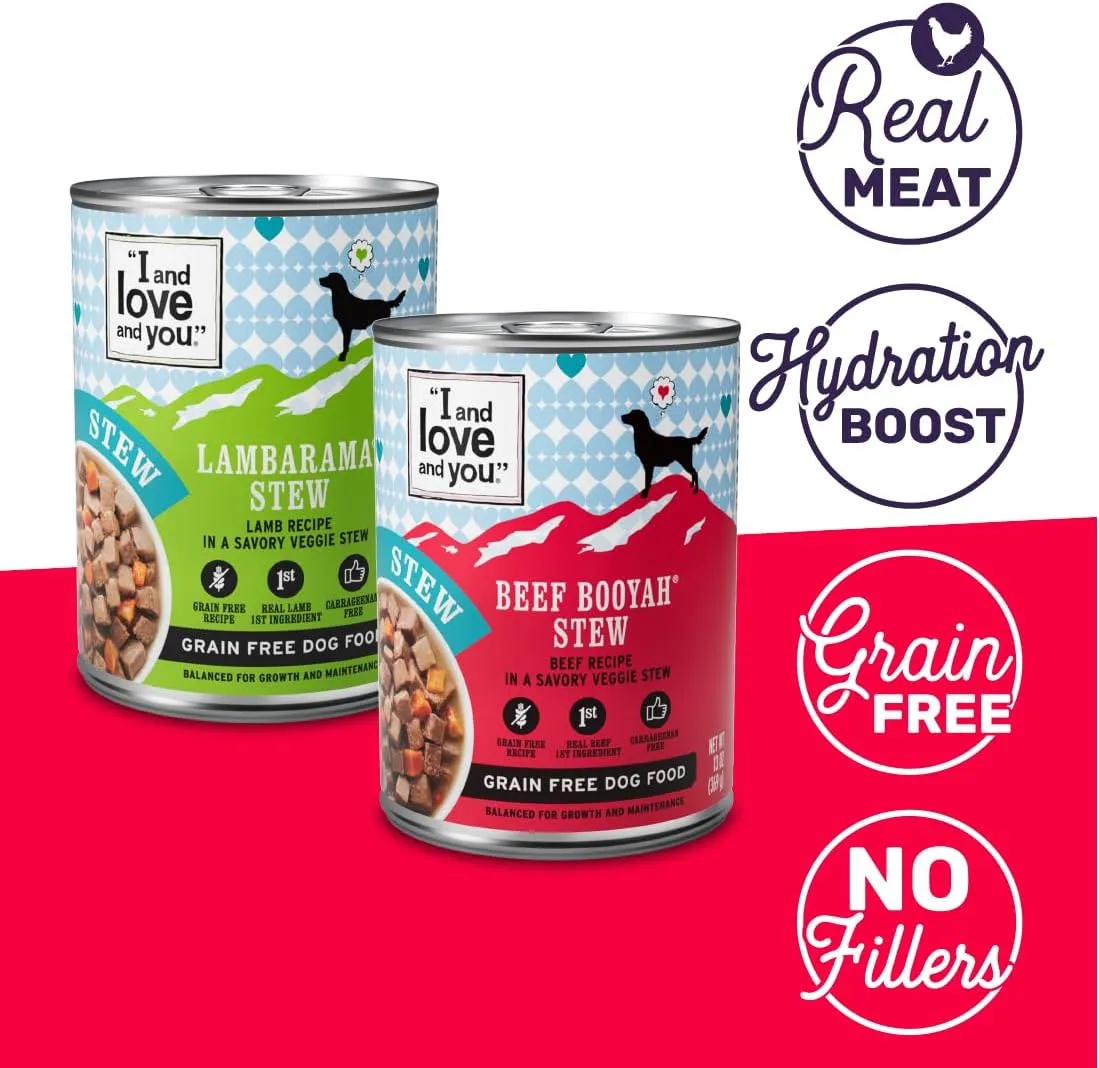 I and love and you Wet Dog Food - Baad Mooon On The Rise Variety Pack - Beef   Lamb, Grain Free, Filler Free 13oz can, 6pk