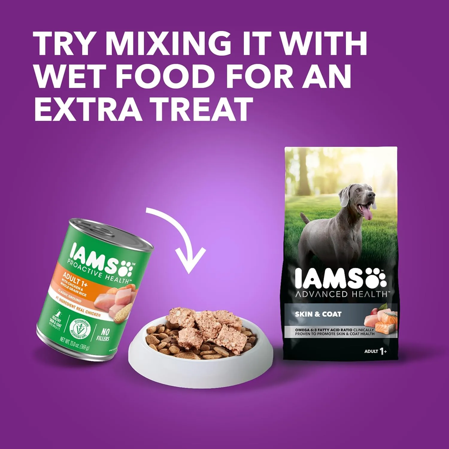 IAMS Advanced Health Skin & Coat Chicken and Salmon Recipe Adult Dry Dog Food, 13.5 lb. Bag