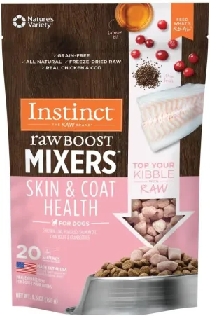 Instinct Raw Boost Mixers, Freeze Dried Dog Food Topper with Functional Ingredients, Grain Free, Real Chicken - Skin & Coat Health, 5.5 oz. Bag