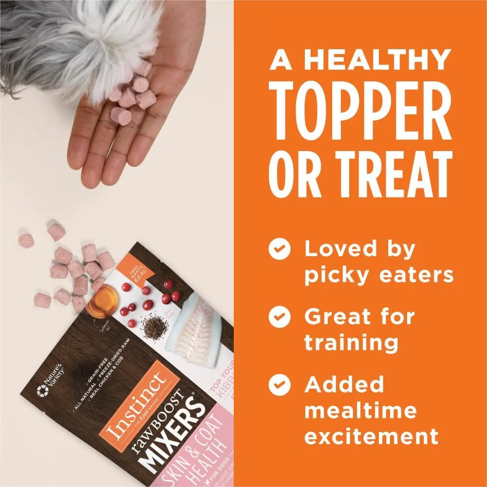 Instinct Raw Boost Mixers, Freeze Dried Dog Food Topper with Functional Ingredients, Grain Free, Real Chicken - Skin & Coat Health, 5.5 oz. Bag