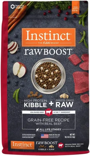 Instinct Raw Boost, Natural Dry Dog Food with Freeze Dried Pieces, High Protein, Grain Free Recipe - Real Beef, 10 lb. Bag