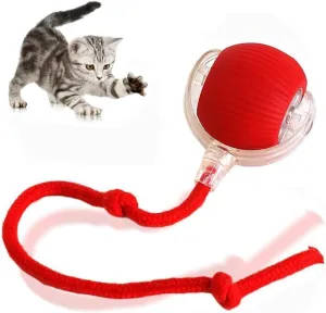 Interactive Cat Toys Ball for Indoor Cats Fast Rolling on Carpet, Three Movement Modes,Automatically Avoiding Obstacles & Motion Activate Cat Toys (Red)