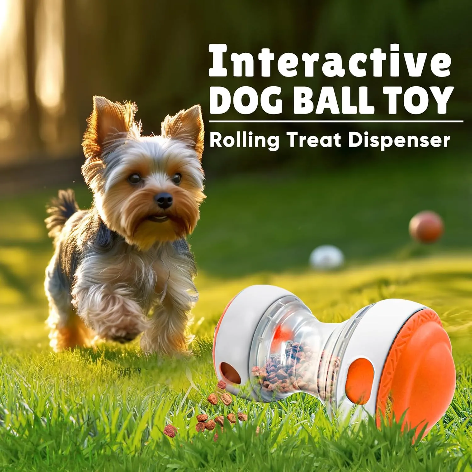 Interactive Roller Puzzle Dispenser Toy for Dogs, Interactive Chase Toys, Adjustable Dog Treat Dispensing Dog Toys, Improves Pets Digestion System Dog Chew Toys Pet Gift (Orange and White)