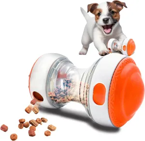 Interactive Roller Puzzle Dispenser Toy for Dogs, Interactive Chase Toys, Adjustable Dog Treat Dispensing Dog Toys, Improves Pets Digestion System Dog Chew Toys Pet Gift (Orange and White)