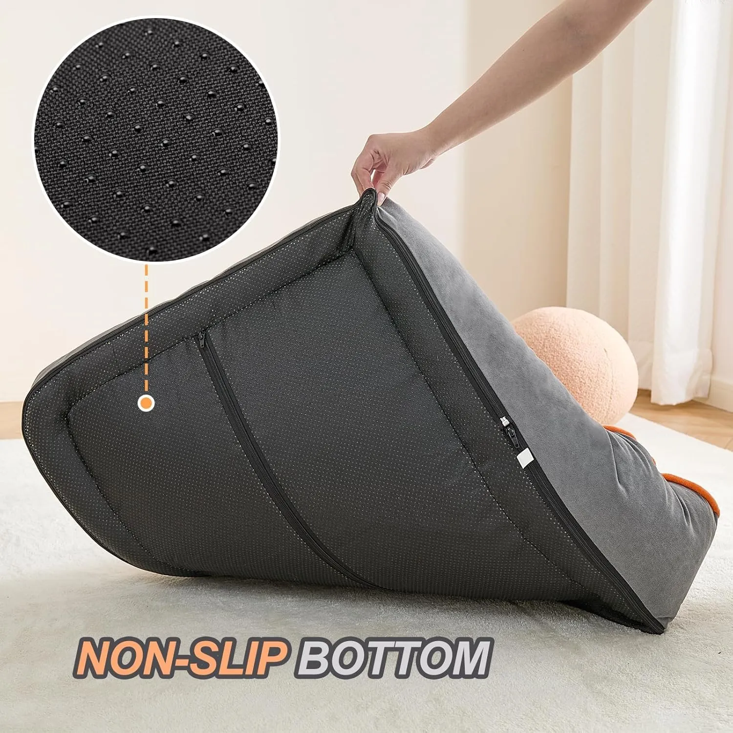 Jiupety Orthopedic Dog Bed for Small and Medium Dogs, Dog Sofa Bed with U-Shaped Bolster, Dual-Layer Supportive Cushion, Waterproof Dog Couch with Washable Cover, (30"24"7.5") for 10-20 lbs, Grey