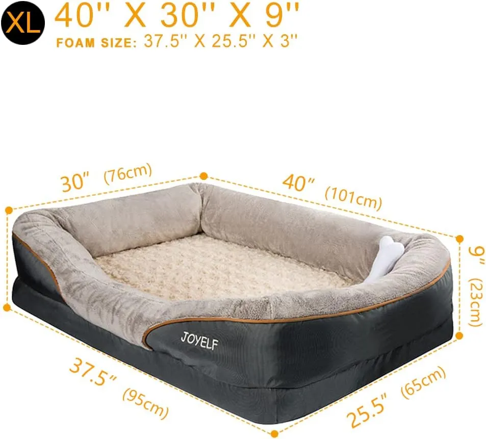 JOYELF X-Large Memory Foam Dog Bed - Orthopedic & Removable Washable Cover Dog Sleeper for Large Dogs