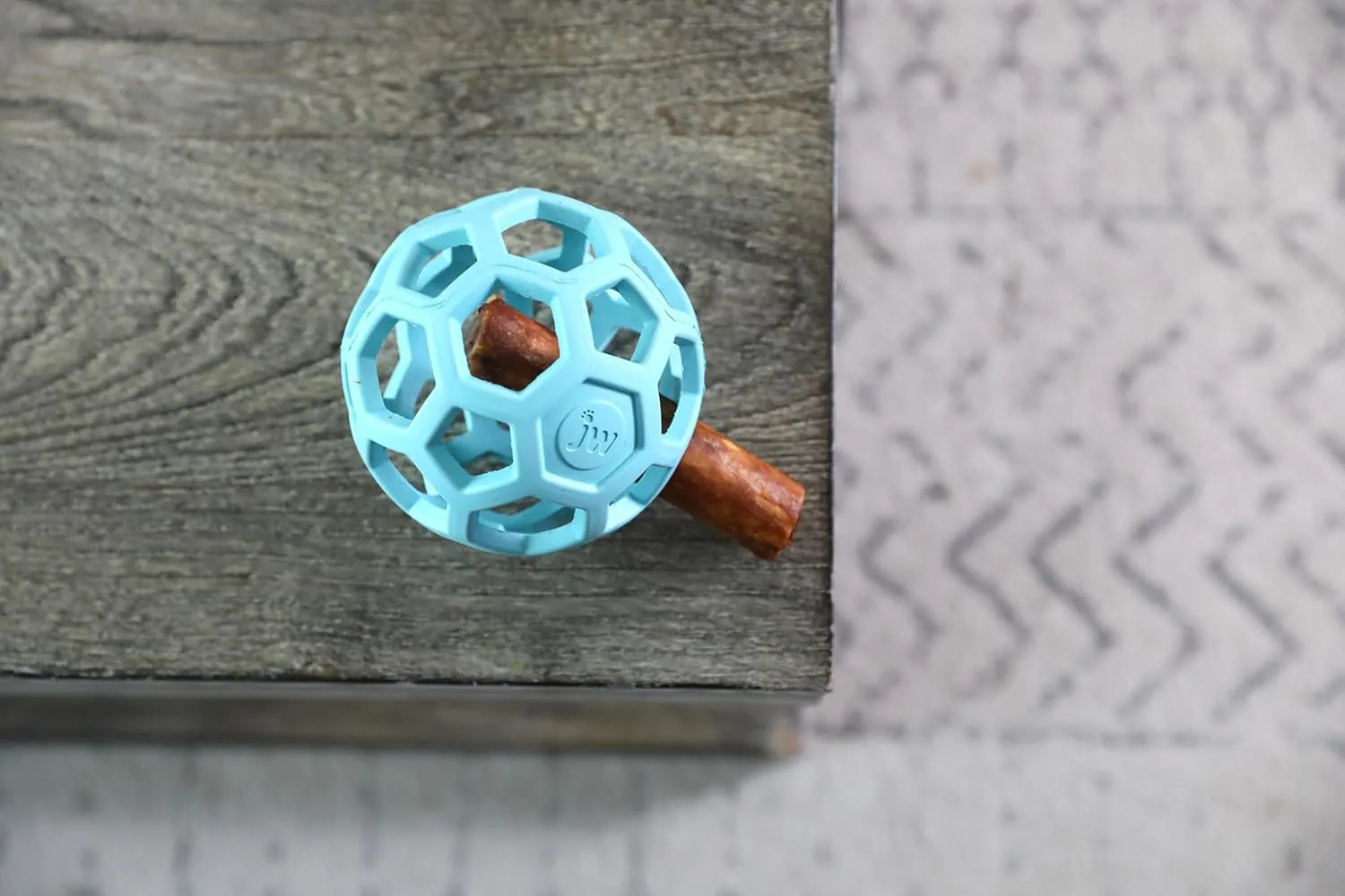 JW Pet HOL-ee Roller, Dog Toy Puzzle Ball, Natural Rubber, Medium (4.5 Inch Diameter), Blue