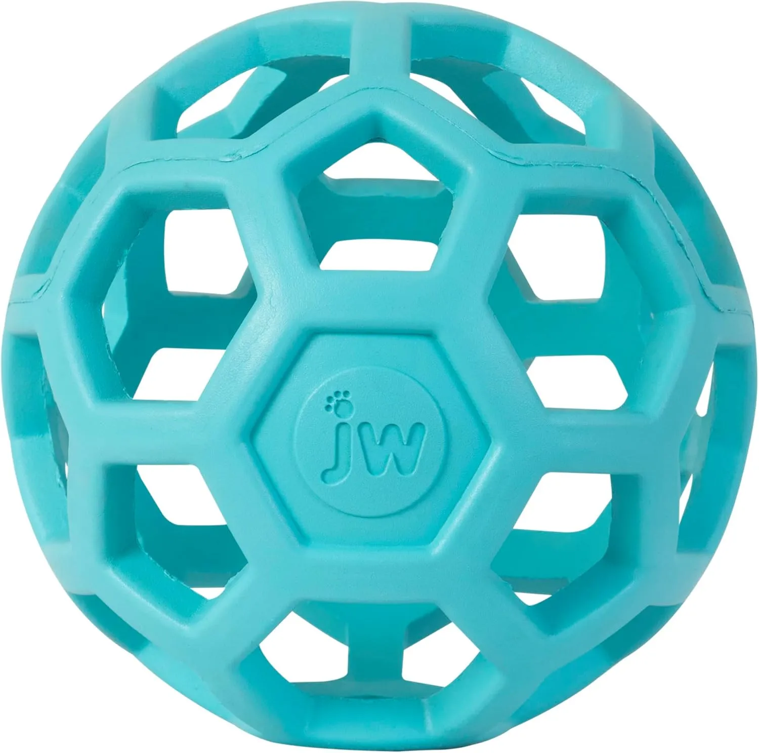 JW Pet HOL-ee Roller, Dog Toy Puzzle Ball, Natural Rubber, Medium (4.5 Inch Diameter), Blue