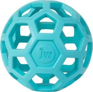 JW Pet HOL-ee Roller, Dog Toy Puzzle Ball, Natural Rubber, Medium (4.5 Inch Diameter), Blue