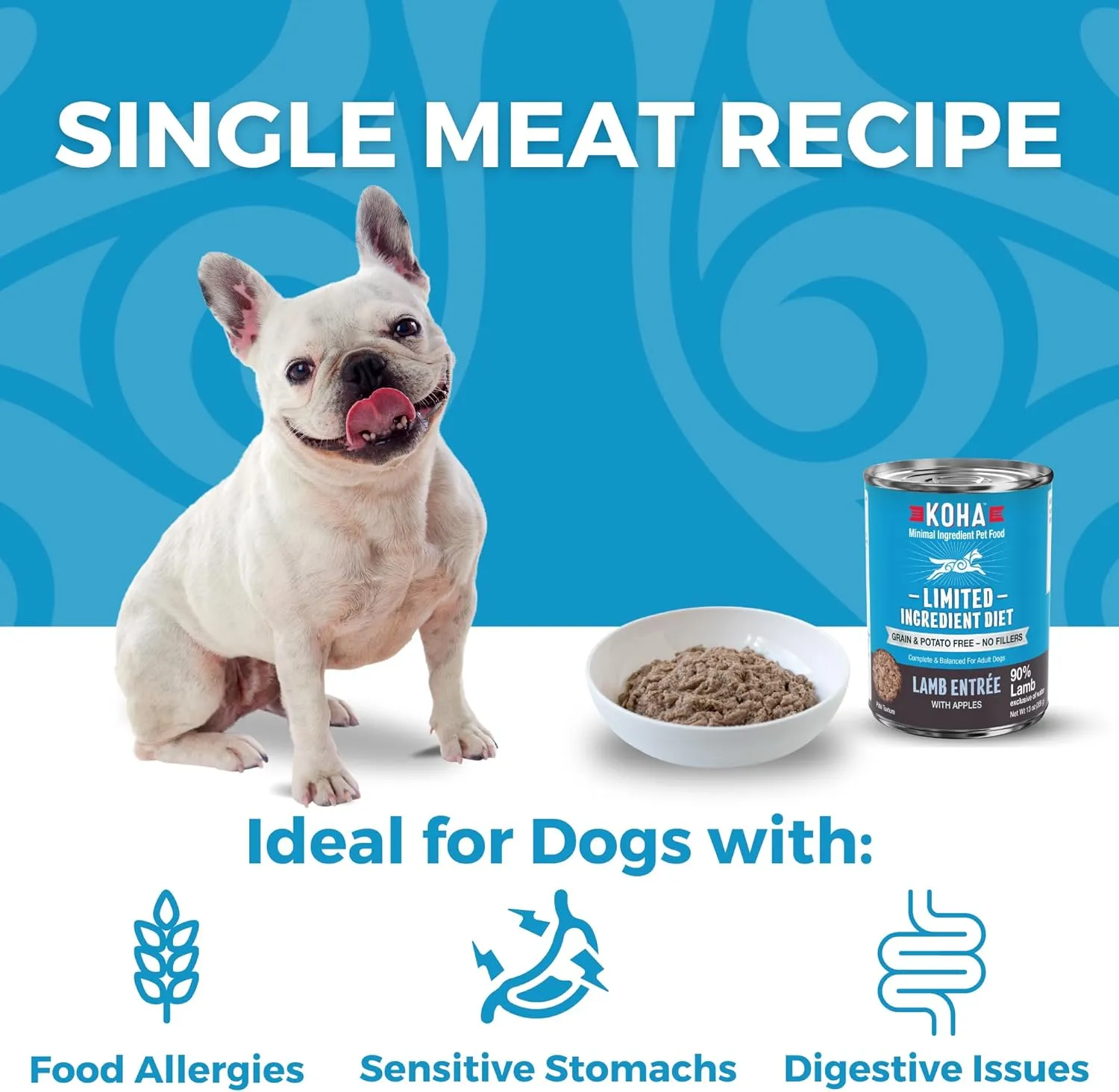 KOHA Limited Ingredient Diet Lamb Entre for Dogs - Grain Free Wet Dog Food with No Fillers - Canned Dog Food Sensitive Stomach - 13 oz Pack of 12