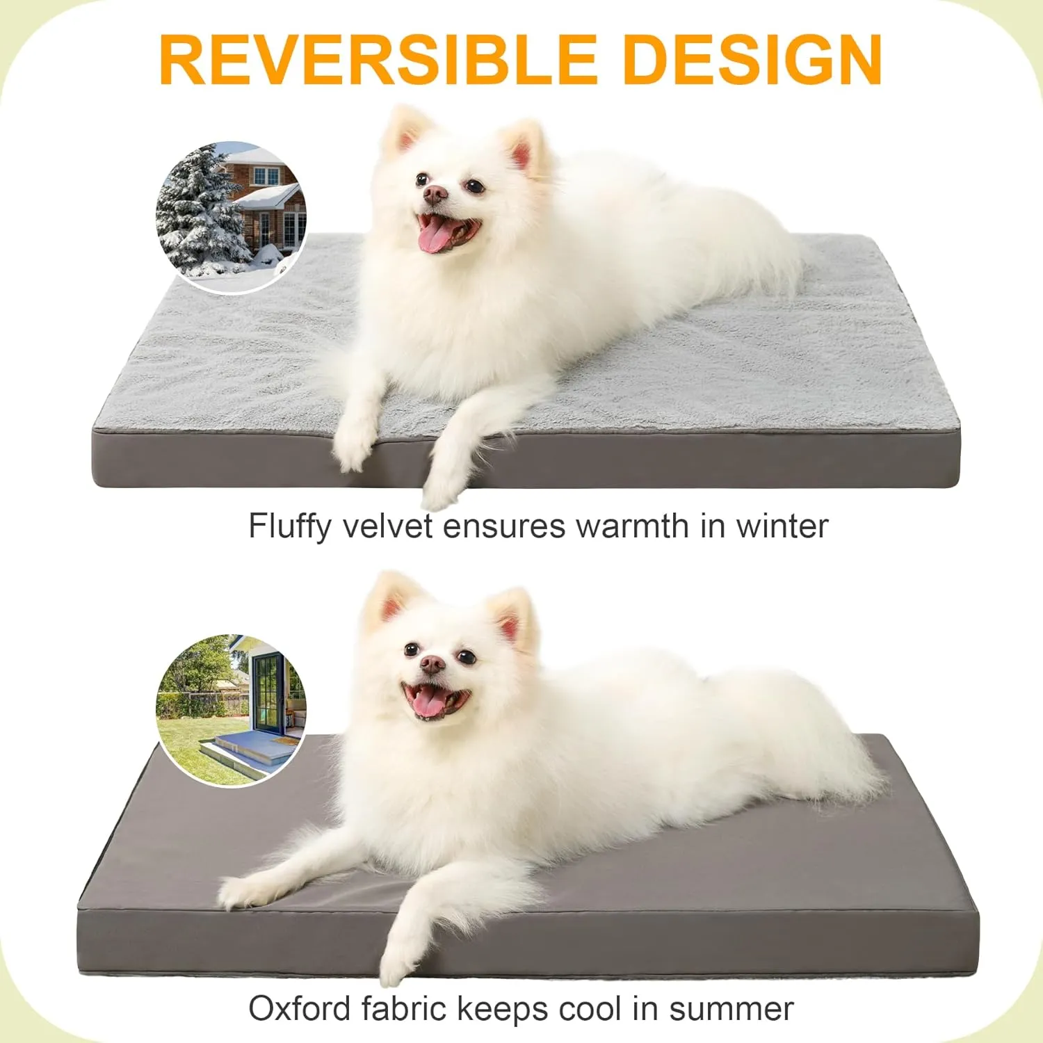 KSIIA Orthopedic Dog Bed - Waterproof Crate Bed for Small Dogs, Deluxe Plush Washable With Egg Crate Foam & Removable Cover, 23 x 17 Inch, Gray