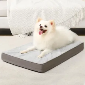 KSIIA Orthopedic Dog Bed - Waterproof Crate Bed for Small Dogs, Deluxe Plush Washable With Egg Crate Foam & Removable Cover, 23 x 17 Inch, Gray