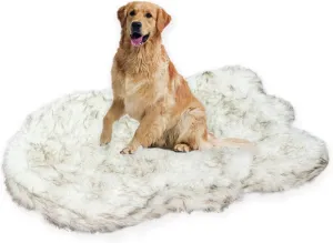 Laifug Luxury Faux Fur Dog Bed - 5-inch Thick Grade Ultra Soft Memory Foam with Removable Faux Fur Cover, Waterproof Liner (Gray-Brown, White)