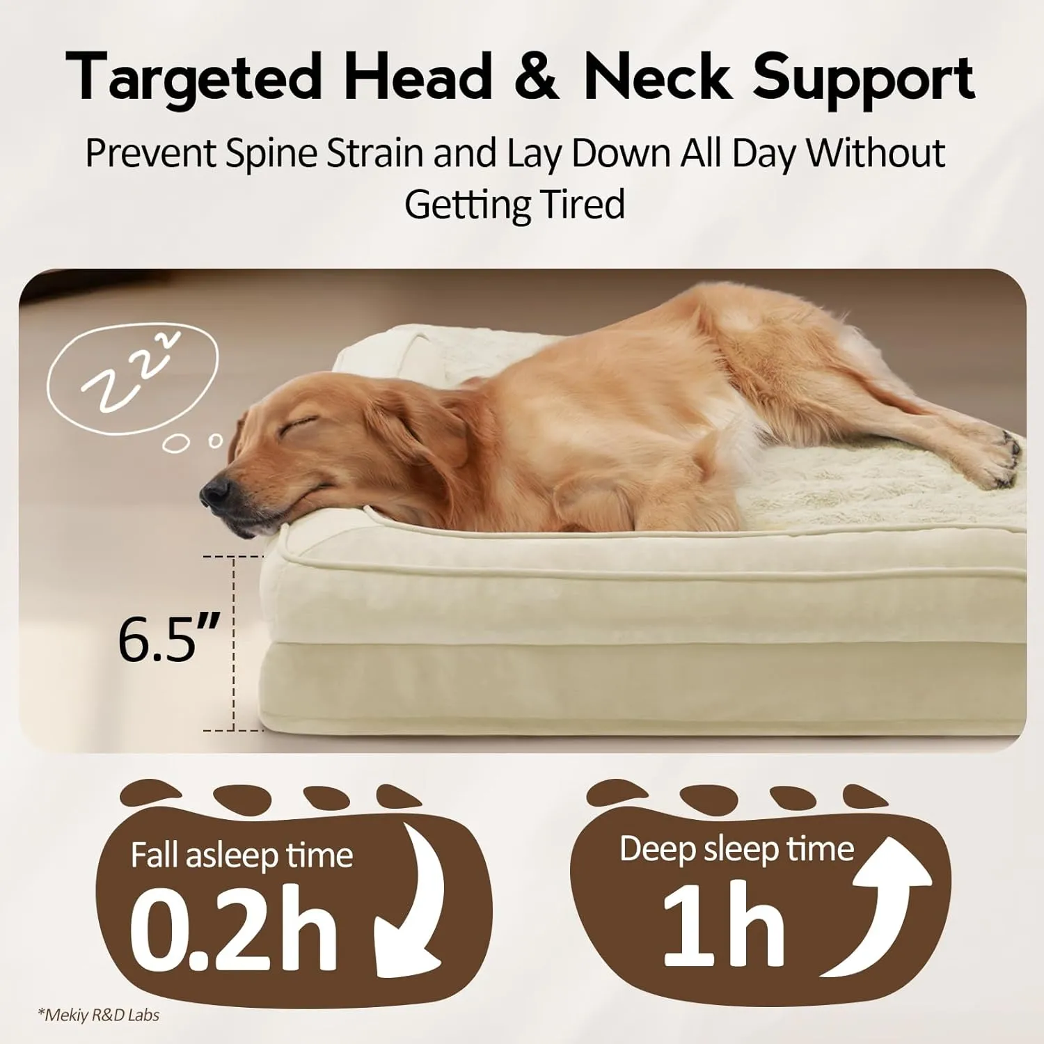Large Orthopedic Dog Bed with Sides Big Dog Beds with Removable Washable Cover Non-Slip Waterproof Pet Bed for Medium Large Dogs - Beige L