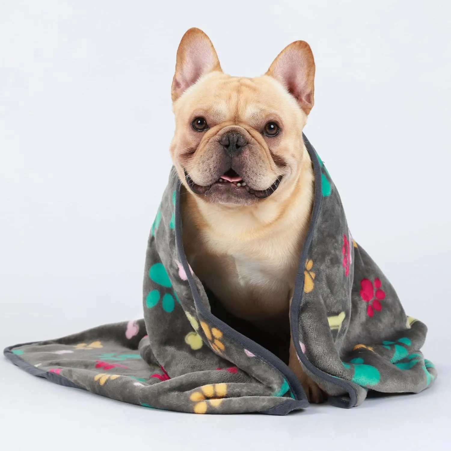 Luciphia 1 Pack 3 Blankets Fluffy Premium Fleece Pet Blanket Flannel Paw Printed Throw for Dog Cat(Small 23x16'', Grey/Brown/Blue)