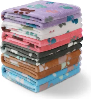Luciphia 1 Pack 6 Dog Blankets Cat Soft Fluffy Fleece Pet Blanket Warm Cute Print Design Puppy Kitten Doggy Paw Small(23"x16")