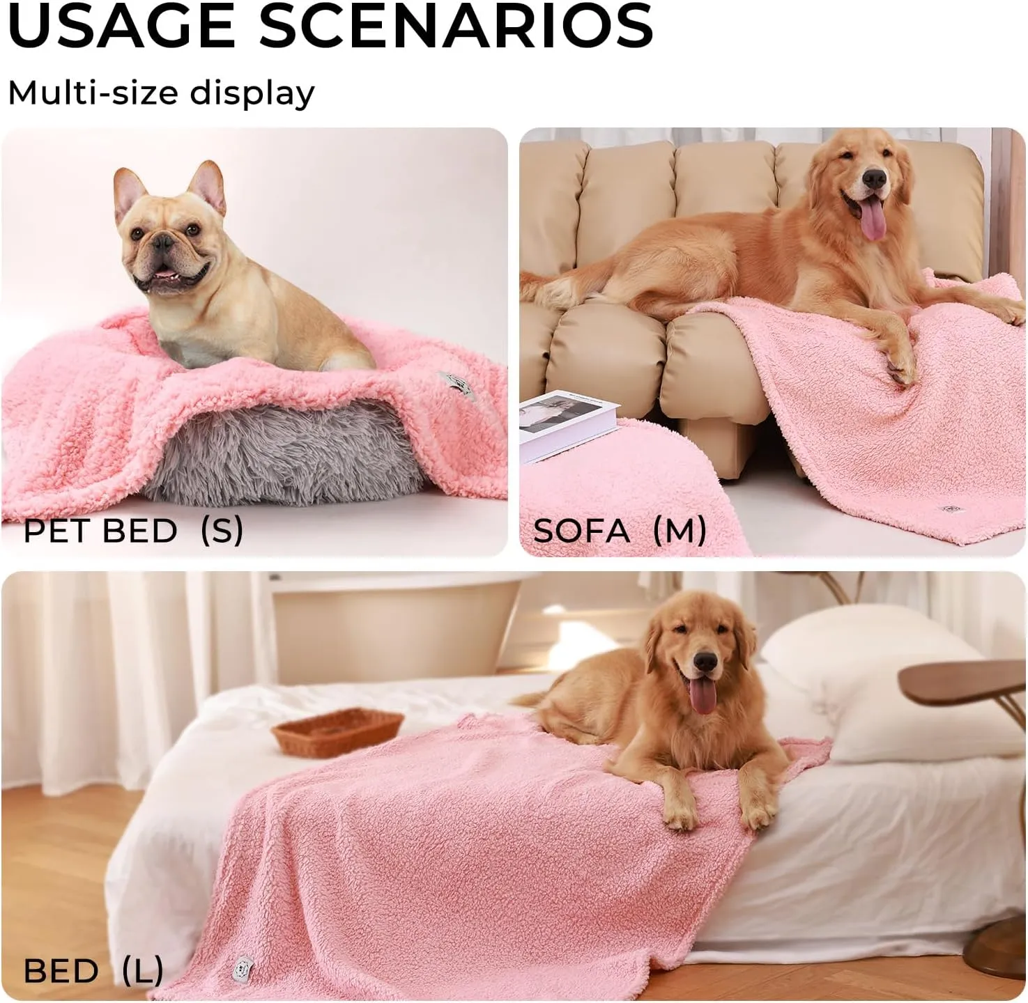 Luciphia Premium Fleece Pet Blanket for Small Medium Dogs Puppy Soft Sherpa Calming Cat Throw Blankets(Pink,30x20 inches)