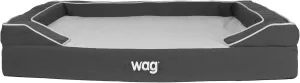 Luxe Dog Bed by Wag | Quad Layer Technology with Memory Foam, Orthopedic Foam, and Cooling Gel. Machine Washable Cover. Gray, Large