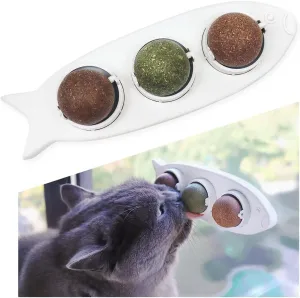 Magic Catnip Wall Balls Toys for Cats Wall Treats Kitten Treat Toys Indoor Catnip Ball Toys Teeth Cleaning Chew Silvervine Catnip Balls