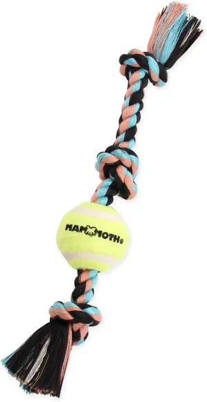 Mammoth Flossy Chews Color 3 Knot Tug w/Mini Tennis Ball  Premium Cotton-Poly Tug Toy for Dogs  Interactive  Rope Dog Toy for Small Dogs - Mini 11