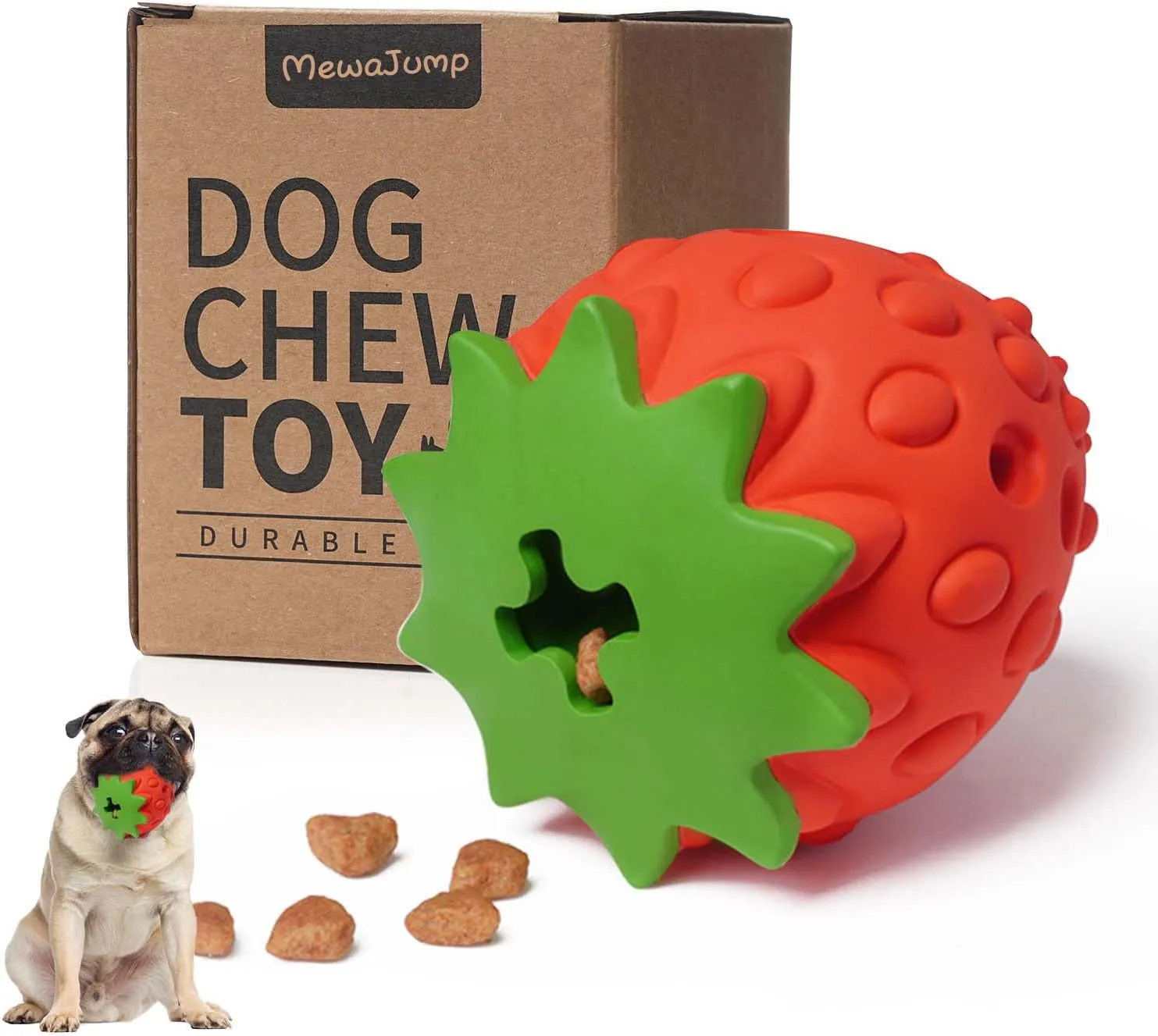 MewaJump Dog Puzzle Toys Rubber Chew Toys,Treat Food Dispensing Toy for Teeth Cleaning Dog Ball Toy Interactive Enrichment Toys for Puppy, Small, Medium, Large Breeds