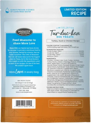 Muenster 3-in-1 Turkey-Duck-Chicken Freeze Dried Dog Treats (5oz) - Healthy Coat, Joints & Digestion for Training or Meal Topper - Limited Edition - Made in USA