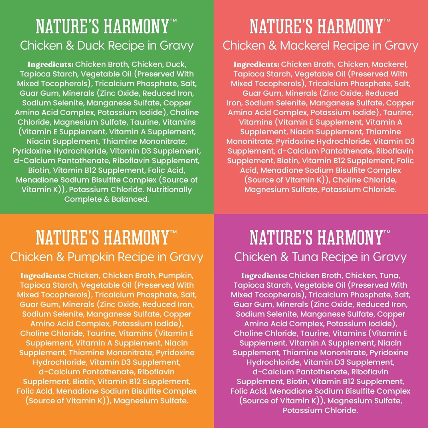 Nature's Harmony Canned Cat Food Variety Pack - Real Chicken Wet Food Shreds - Grain & Gluten Free, Supports Sensitive Stomach - 12 Pack