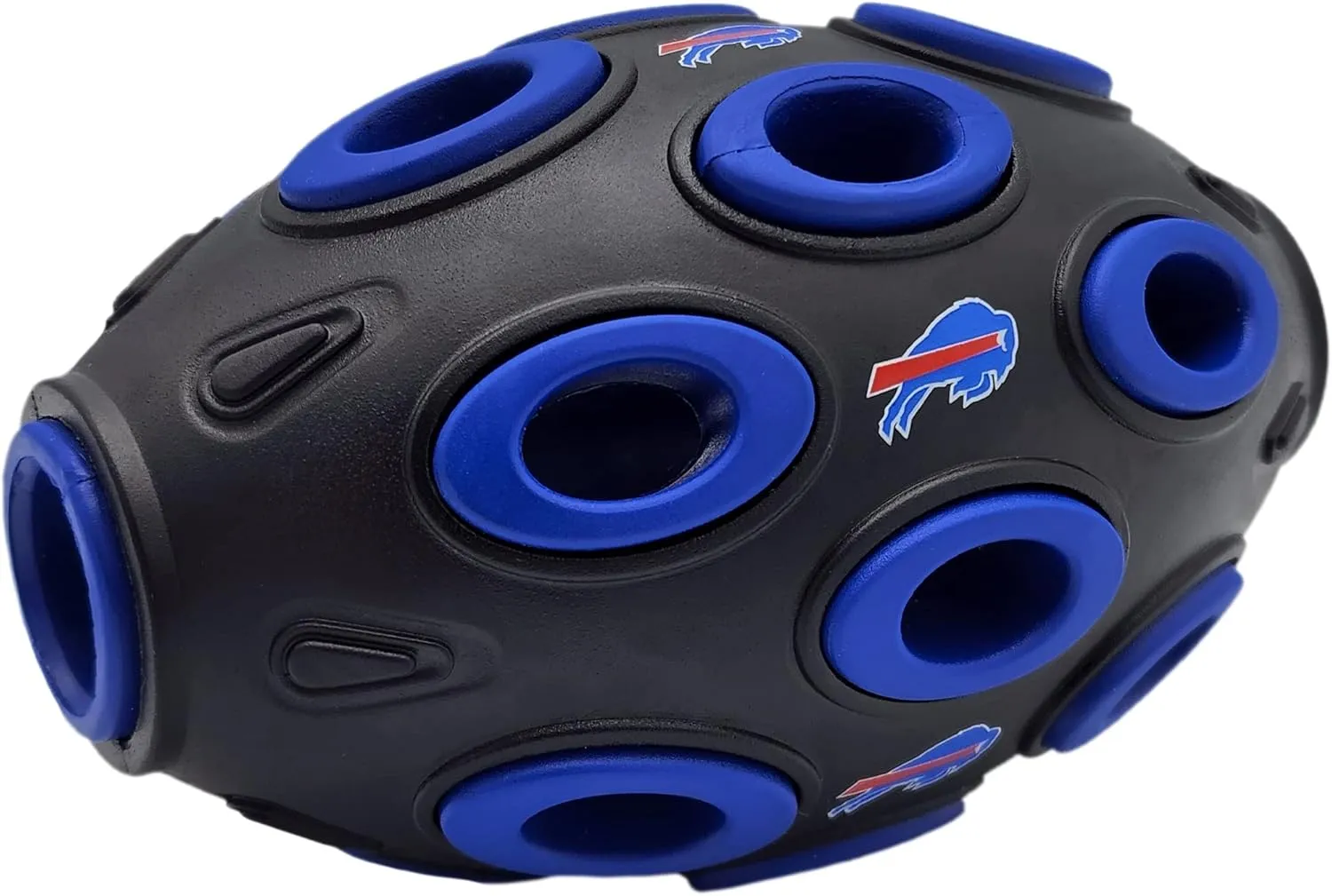 NFL Buffalo Bills Football Treat Dispensing Toy for Dogs and Cats, Rubber Ball Dog Toy, Interactive Fun Dog Treat Toy, Natural Rubber Dog Feeding Toy