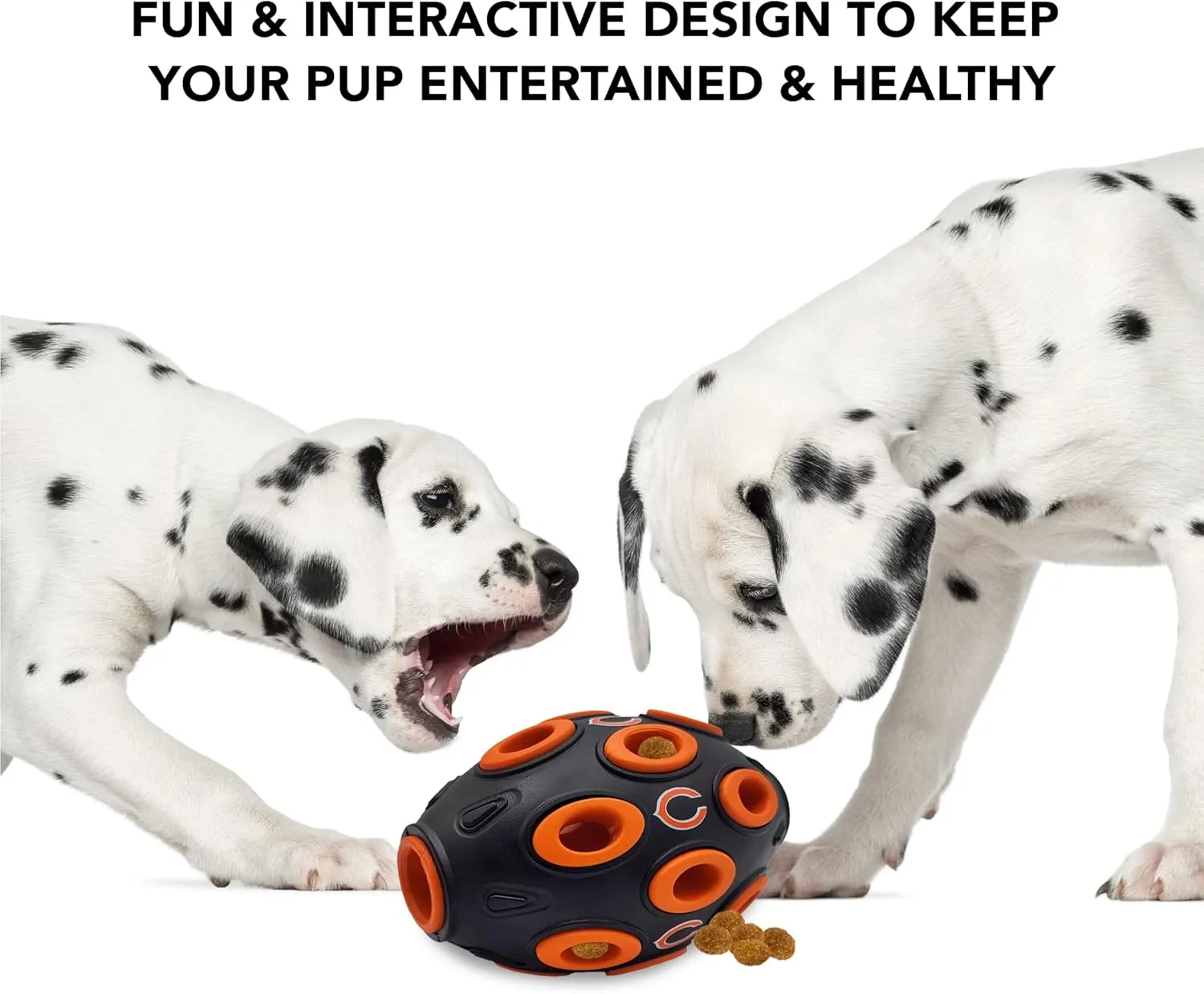 NFL Chicago Bears Football Treat Dispensing Toy for Dogs and Cats, Rubber Ball Dog Toy, Interactive Fun Dog Treat Toy, Natural Rubber Dog Feeding Toy