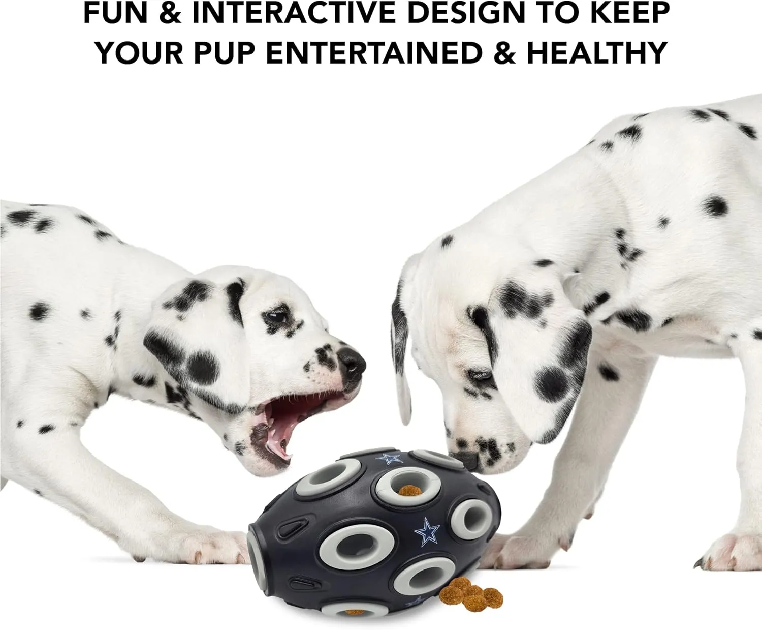 NFL Dallas Cowboys Football Treat Dispensing Toy for Dogs and Cats, Rubber Ball Dog Toy, Interactive Fun Dog Treat Toy, Natural Rubber Dog Feeding Toy