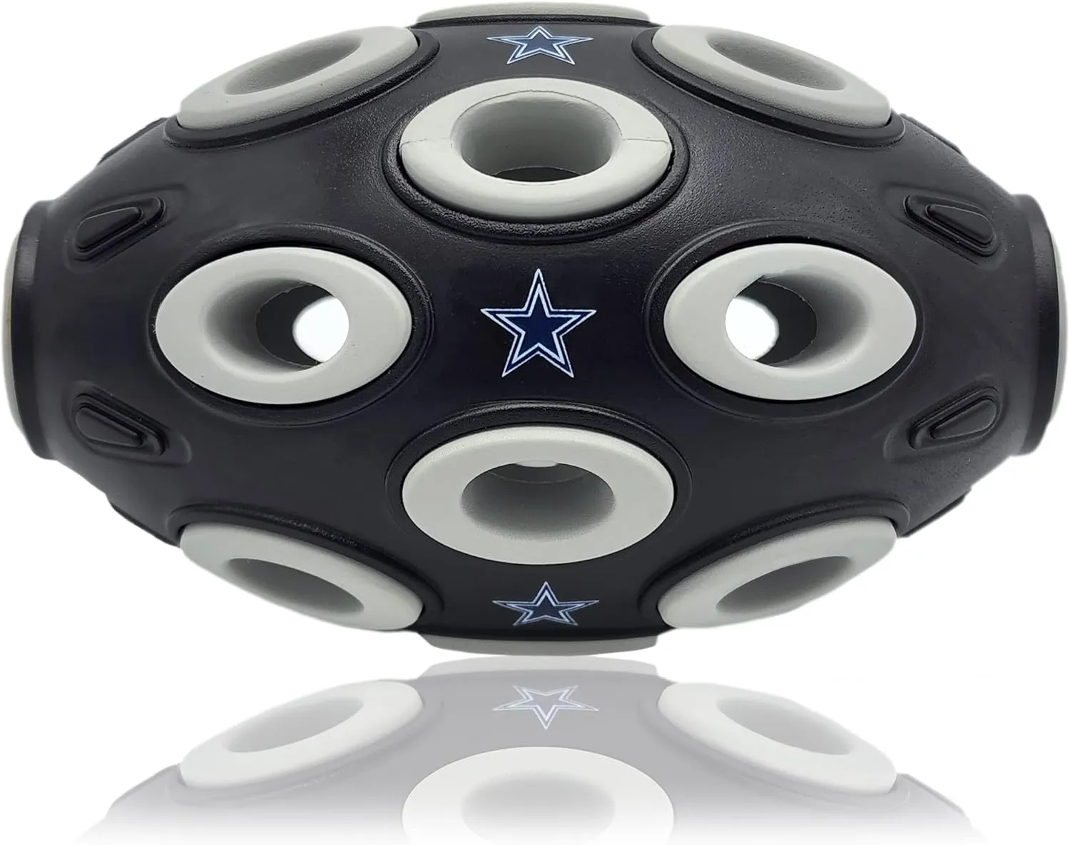 NFL Dallas Cowboys Football Treat Dispensing Toy for Dogs and Cats, Rubber Ball Dog Toy, Interactive Fun Dog Treat Toy, Natural Rubber Dog Feeding Toy
