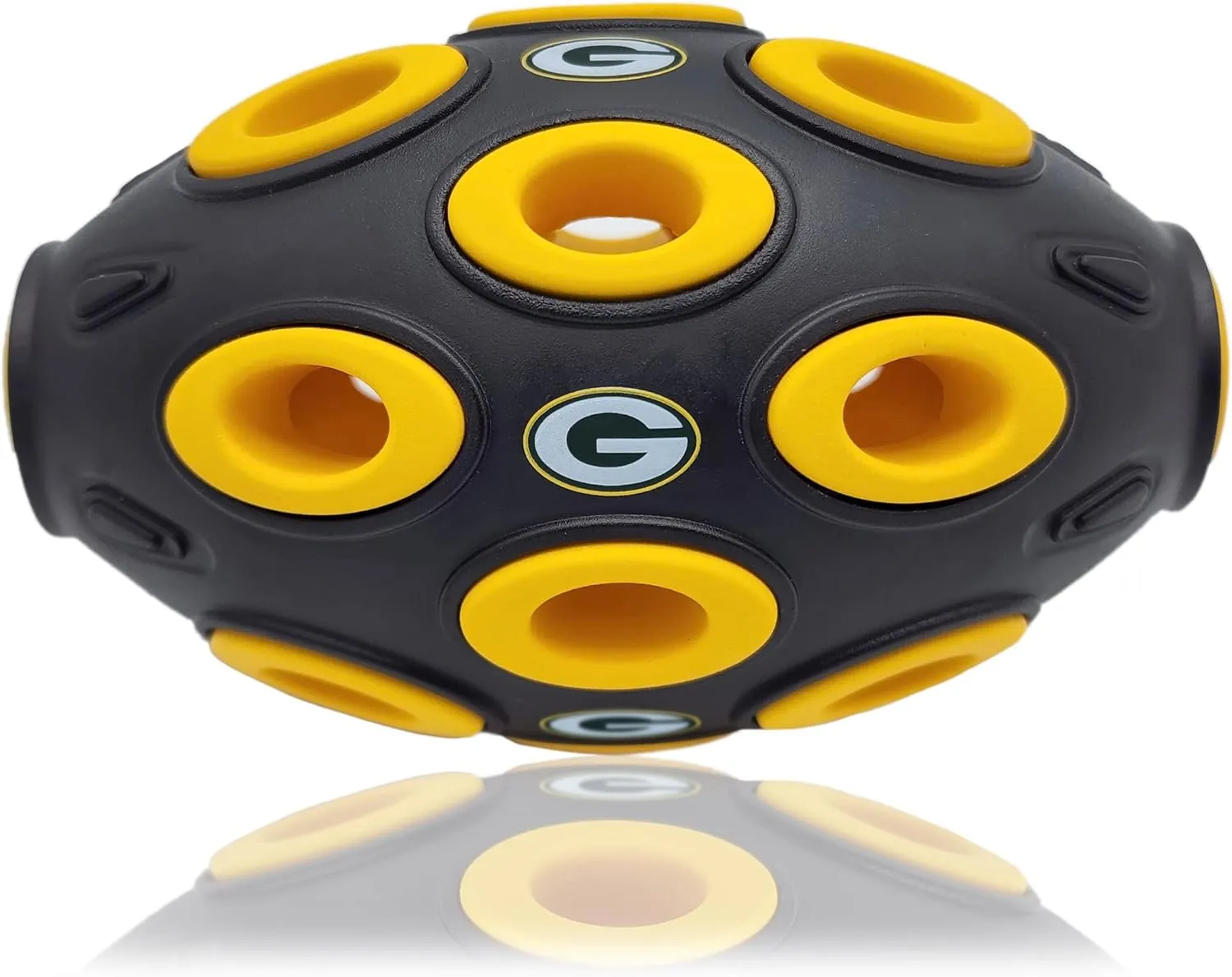 NFL Green Bay Packers Football Treat Dispensing Toy for Dogs and Cats, Rubber Ball Dog Toy, Interactive Fun Dog Treat Toy, Natural Rubber Dog Feeding Toy