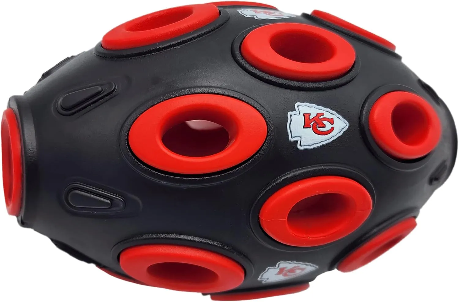 NFL Kansas City Chiefs Football Treat Dispensing Toy for Dogs and Cats, Rubber Ball Dog Toy, Interactive Fun Dog Treat Toy, Natural Rubber Dog Feeding Toy