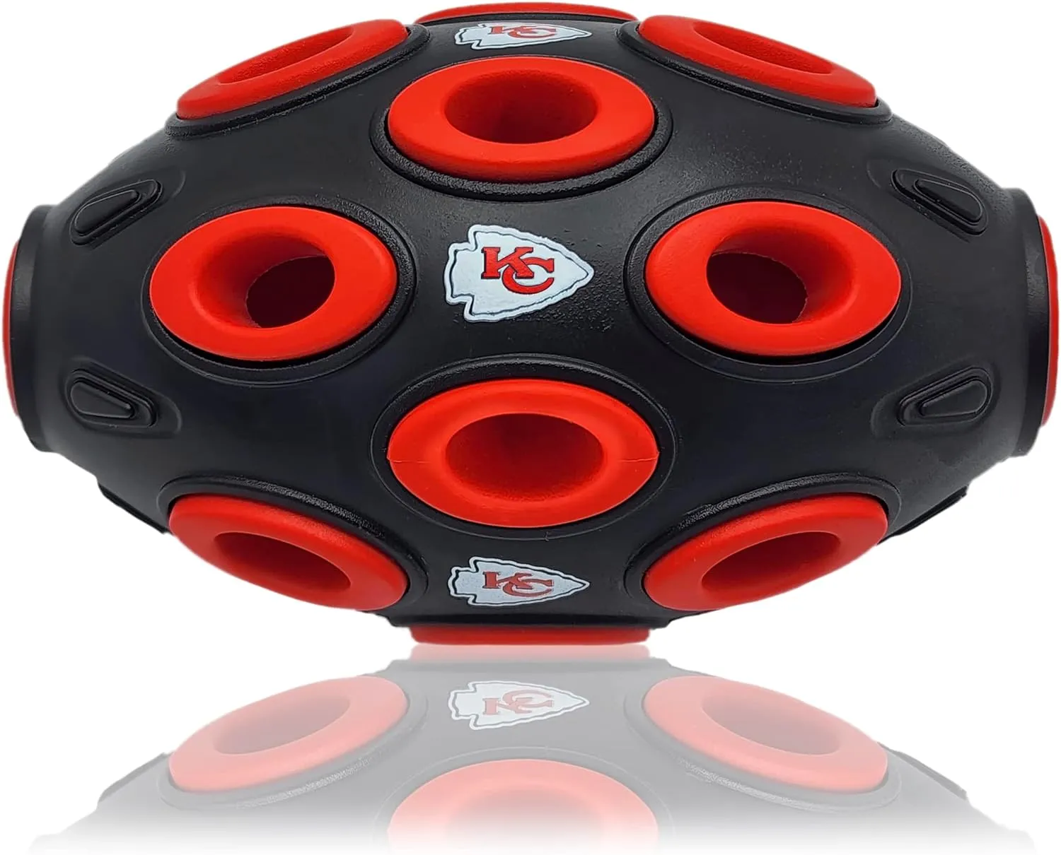 NFL Kansas City Chiefs Football Treat Dispensing Toy for Dogs and Cats, Rubber Ball Dog Toy, Interactive Fun Dog Treat Toy, Natural Rubber Dog Feeding Toy