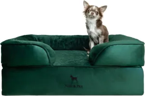 NOAH & PAW Dog Bed, 28x23x11 Inch, Orthopedic Dog Beds for Medium Size Pets, Eggshell Memory Foam Infused with Cooling Gel, Inner Cover, Waterproof, Machine Washable (Velvet Sofa Collection)