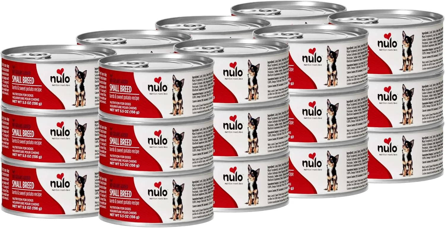 Nulo Freestyle Small Breed Adult Wet Canned Dog Food, Premium All Natural Grain-Free with Omega 3 & 6 for a Healthy Coat and High Animal-Based Protein, Lamb & Sweet Potato, 5.5 oz, 24-Cans