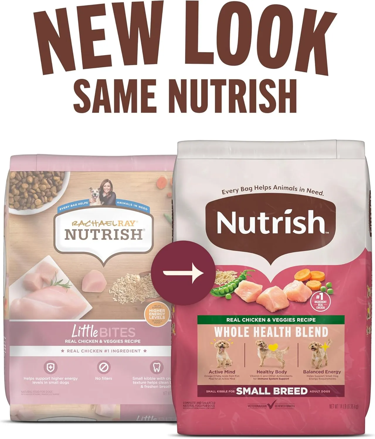 Nutrish Small Breed Real Chicken & Veggies Recipe Whole Health Blend Dry Dog Food, 14 lb. Bag, Packaging May Vary (Rachael Ray)