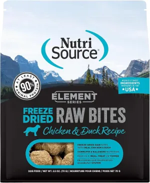 NutriSource Element Series Chicken & Duck Freeze Dried Raw Bites, 2.5 Ounce (Pack of 1)