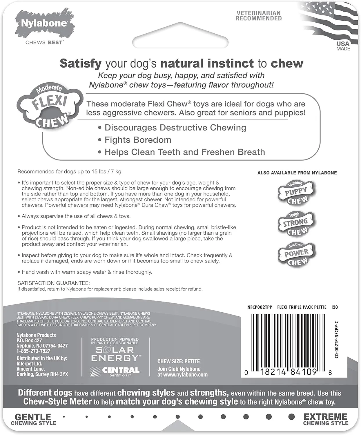 Nylabone Original Bone Flexi Chew toy for Dogs, Dog Toys for Moderate Chewers, Bacon & Peanut Butter, X-Small - Up to 15 lbs, 3 Pack