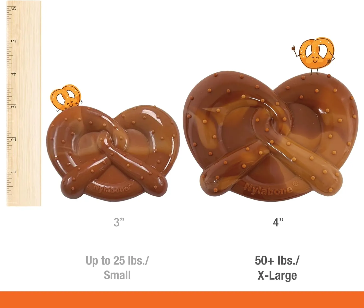 Nylabone Pretzel Power Chew Toy for Dogs, Dog Toys for Aggressive Chewers, Bacon & Peanut Butter Flavor, X-Large Dogs - 50  lbs, 1 Count