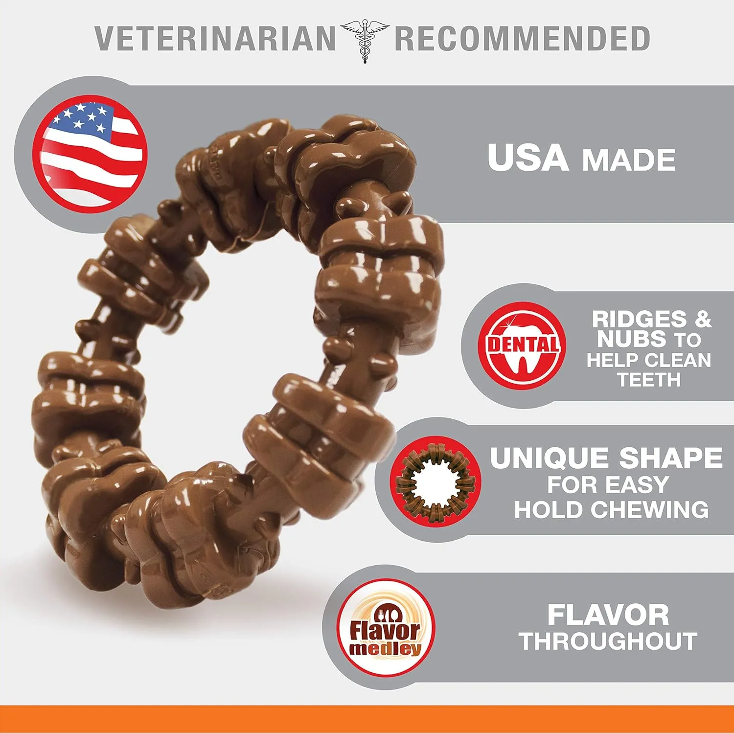 Nylabone Textured Ring Power Chew Toy for Dogs, Dog Toys for Aggressive Chewers, Flavor Medley, X-Large Dogs - 50  lbs, 1 Count