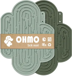 OHMO-Cactus Lick Mat for Dogs and Cats(2 Pack) Easy to Clean Pet Slow Feeder with Suction Cups, Licking Pad for Anxiety Relief and Boredom Reduction(Cactus&Light Green)